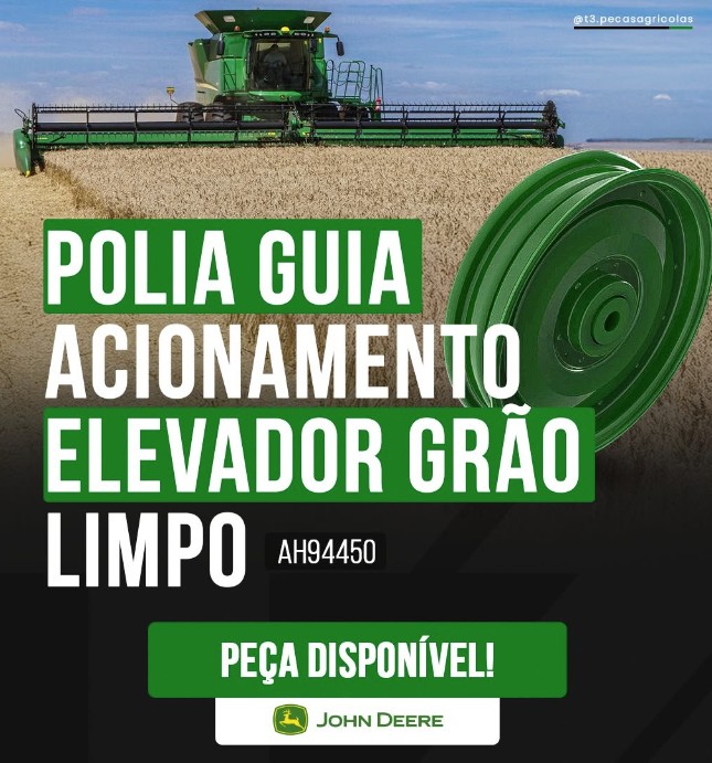 Polia Guia Acionamento Elevador Grão Limpo — código AH94450 — John Deere