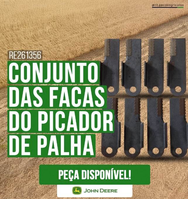Conjunto das Facas do Picador de Palha — código RE261356 — John Deere