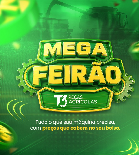 Mega Feirão T3 Peças Agrícolas — descontos em peças para tratores e colheitadeiras